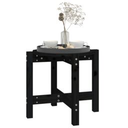 Berkfield Home Coffee Table Black Ã˜ 52.5x45 cm Solid Wood Pine - thumbnail 4