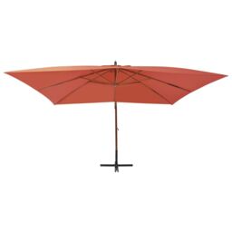 Berkfield Home Cantilever Umbrella with Wooden Pole 400x300 cm Terracotta in Brown - thumbnail 2