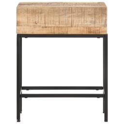 Berkfield Home Side Table 40x30x50 cm Solid Rough Mango Wood in Brown - Size: 40 x 30 x 50 cm - thumbnail 2