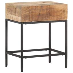 Berkfield Home Side Table 40x30x50 cm Solid Rough Mango Wood in Brown - Size: 40 x 30 x 50 cm - thumbnail 1