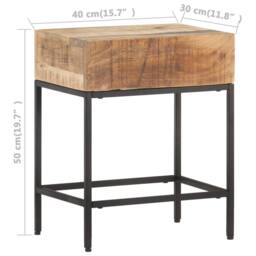 Berkfield Home Side Table 40x30x50 cm Solid Rough Mango Wood in Brown - Size: 40 x 30 x 50 cm - thumbnail 5
