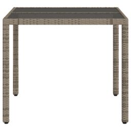Berkfield Home Garden Table with Glass Top Grey 90x90x75 cm Poly Rattan - Size: 90 x 90 x 75 cm - thumbnail 5