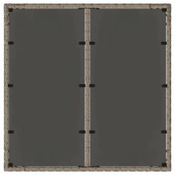 Berkfield Home Garden Table with Glass Top Grey 90x90x75 cm Poly Rattan - Size: 90 x 90 x 75 cm - thumbnail 7