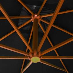 Berkfield Home Hanging Parasol with Pole Black 3x3 m Solid Fir Wood - thumbnail 4