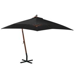 Berkfield Home Hanging Parasol with Pole Black 3x3 m Solid Fir Wood - thumbnail 2