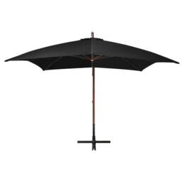 Berkfield Home Hanging Parasol with Pole Black 3x3 m Solid Fir Wood - thumbnail 3