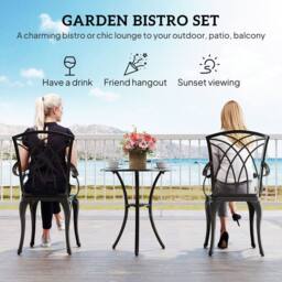 Wyld Haus Sazzotti Brown Black Cast Aluminium 2 Seater Bistro Set Round Table - thumbnail 5
