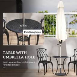 Wyld Haus Sazzotti Brown Black Cast Aluminium 2 Seater Bistro Set Round Table - thumbnail 7