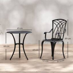 Wyld Haus Sazzotti Brown Black Cast Aluminium 2 Seater Bistro Set Round Table - thumbnail 4