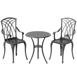 Wyld Haus Sazzotti Brown Black Cast Aluminium 2 Seater Bistro Set Round Table - thumbnail 2