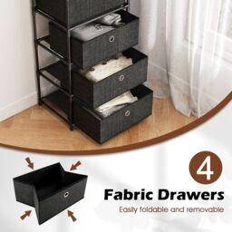 Gymax Fabric Storage Tower Industrial Organizer Unit With 4 Drawers-Black in Black - thumbnail 6