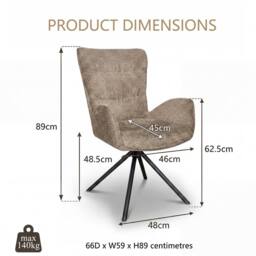 SONARA Single Luxury Chenille Swivel Accent Chair for Living Room in Brown - thumbnail 2