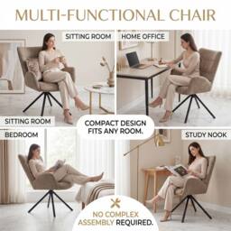 SONARA Single Luxury Chenille Swivel Accent Chair for Living Room in Brown - thumbnail 7
