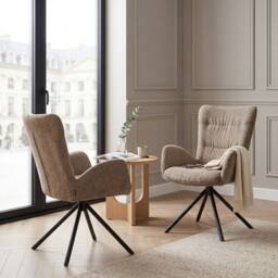 SONARA Single Luxury Chenille Swivel Accent Chair for Living Room in Brown - thumbnail 3
