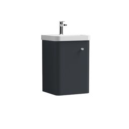 Balterley Wall Hung 1 Door Vanity Unit with Ceramic Sink Dark Grey 400mm