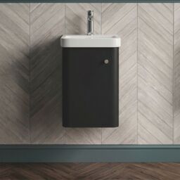 Balterley Wall Hung 1 Door Vanity Unit with Ceramic Sink Dark Grey 400mm - thumbnail 8