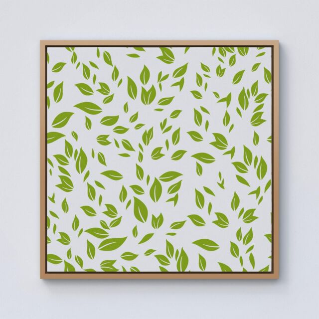 Warren Reed - Designer Green Leaves Framed Canvas in Light Brown - Size: w10 inch x h10 inch - image 1