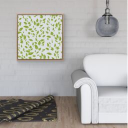 Warren Reed - Designer Green Leaves Framed Canvas in Light Brown - Size: w10 inch x h10 inch - thumbnail 2