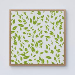 Warren Reed - Designer Green Leaves Framed Canvas in Light Brown - Size: w10 inch x h10 inch - thumbnail 1