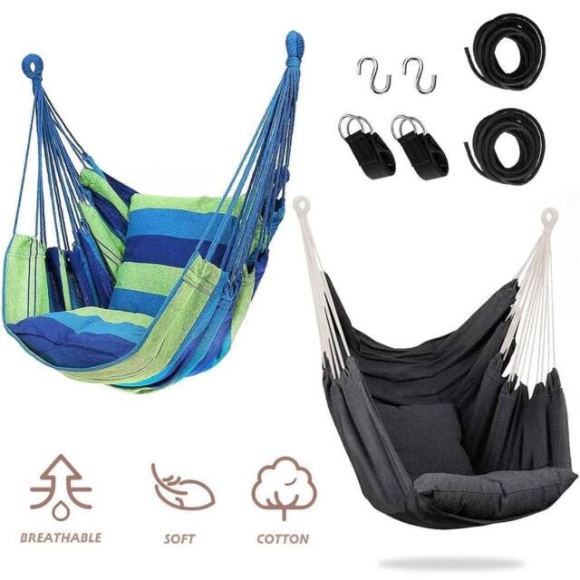 NESTLUNE Mixed color Hanging Hammock Chair Outdoor - Size: 100 cm x 15 cm - image 1