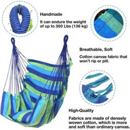 NESTLUNE Mixed color Hanging Hammock Chair Outdoor - Size: 100 cm x 15 cm - thumbnail 5