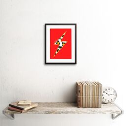 "Artery8 Wall Art Print Red Leopard Strong Framed in Black - Size: W7"" x H9""" - thumbnail 2