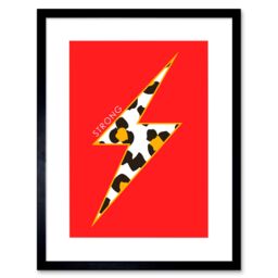 "Artery8 Wall Art Print Red Leopard Strong Framed in Black - Size: W7"" x H9""" - thumbnail 1