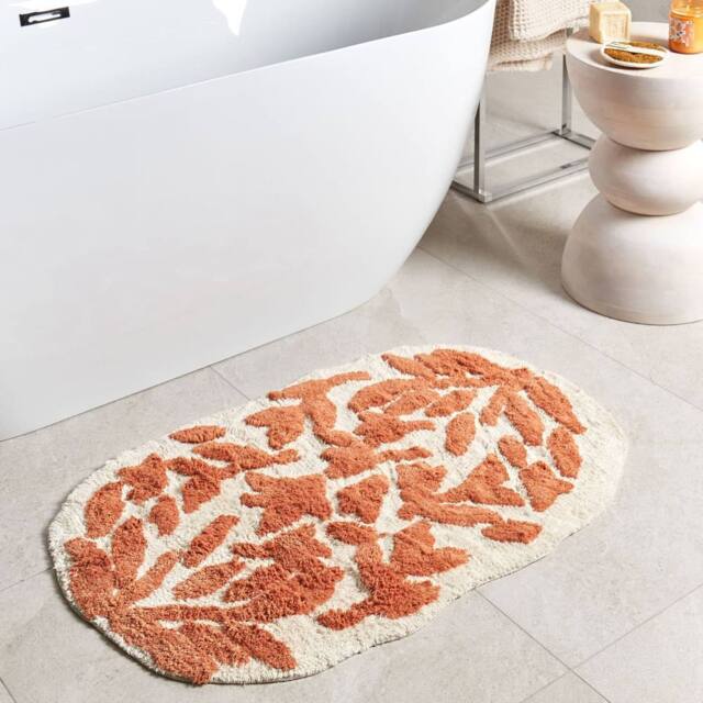 Wyld and Coco Beige Cotton Bath Mat 60 x 90 cm - Irregular Pattern - Size: 1600mm x 900mm - image 1