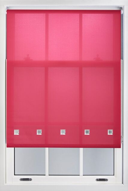 Furnished Daylight Roller Blind with Chrome Square Eyelets - Trimmable Window Shade in Fuchsia - Size: 125 cm width x 165 cm drop - image 1