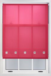 Furnished Daylight Roller Blind with Chrome Square Eyelets - Trimmable Window Shade in Fuchsia - Size: 125 cm width x 165 cm drop - thumbnail 1