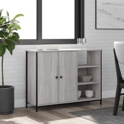 Berkfield Home Sideboard Grey Sonoma 100x33x75 cm Engineered Wood - Size: 100 x 33 x 75 cm - thumbnail 1