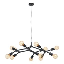 Loops Pendant Ceiling Light 12 Bulb Colour Black Arms & Lamp Holders Bulb E27 12x60W - thumbnail 1