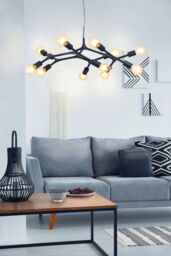 Loops Pendant Ceiling Light 12 Bulb Colour Black Arms & Lamp Holders Bulb E27 12x60W - thumbnail 3