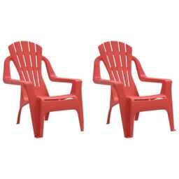 Berkfield Home Garden Chairs 2 pcs for Children Red 37x34x44 cm PP Wooden Look - Size: 37 x 34 x 44 cm - thumbnail 2