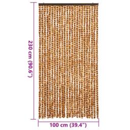 Berkfield Home Fly Curtain Ochre & White 100x230 cm Chenille in Tan - thumbnail 7