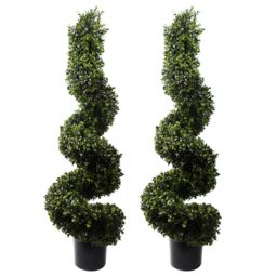 Leaf 120cm Spiral Boxwood Artificial Tree UV Resistant Outdoor in Green - thumbnail 1
