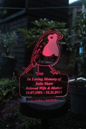 Personalised Memento Company Personalised Robin Memorial Outdoor Solar Light in Clear - thumbnail 3