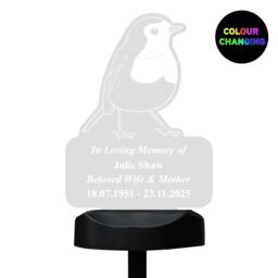 Personalised Memento Company Personalised Robin Memorial Outdoor Solar Light in Clear - thumbnail 1