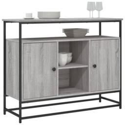 Berkfield Home Sideboard Grey Sonoma 100x35x80 cm Engineered Wood - Size: 100 x 35 x 80 cm - thumbnail 3