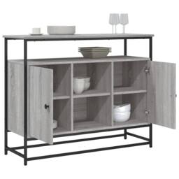 Berkfield Home Sideboard Grey Sonoma 100x35x80 cm Engineered Wood - Size: 100 x 35 x 80 cm - thumbnail 4