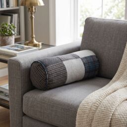 Orsina Heritage Patchwork Bolster Cushion in Black - thumbnail 2