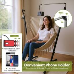 Gymax Hanging Chair Bohemian Style Hammock Swing Chair With Stand & Pillow in Beige - thumbnail 7