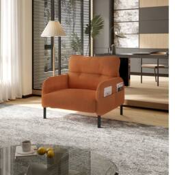 Direct Wicker Single Corduroy Armchair, Wide Seat Lounge Chair, Accent Furniture in Orange - Size: 1 Pack