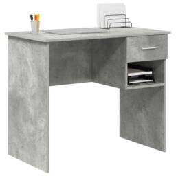 Berkfield Home Desk with Storage Concrete Grey 90x49.5x75 cm Engineered wood - thumbnail 3