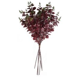 Leaf Pack of 6 x 100cm Artificial Eucalyptus Foliage Burgundy in Red - Size: 6 x 100 cm - thumbnail 5