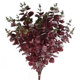 Leaf Pack of 6 x 100cm Artificial Eucalyptus Foliage Burgundy in Red - Size: 6 x 100 cm