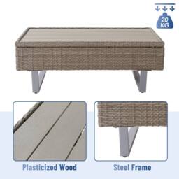 Direct Wicker Industrial Style Garden Rattan Corner Sofa Set with Coffee Table in Khaki - Size: 6 Person - thumbnail 5