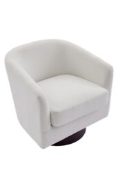 Living and Home Linen Swivel Accent Chair Armchair in Beige - thumbnail 4