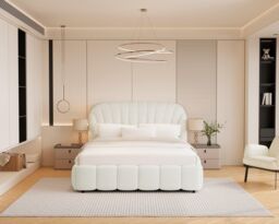 Modish Furnishing Aurora White Boucle Ottoman Storage Bed - Size: King - thumbnail 3