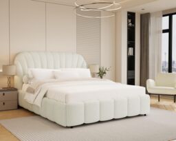 Modish Furnishing Aurora White Boucle Ottoman Storage Bed - Size: King - thumbnail 1